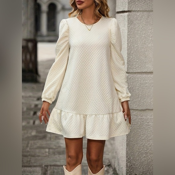 Puff Sleeve Ruffle Hem Mini Dress - Picture 4 of 5